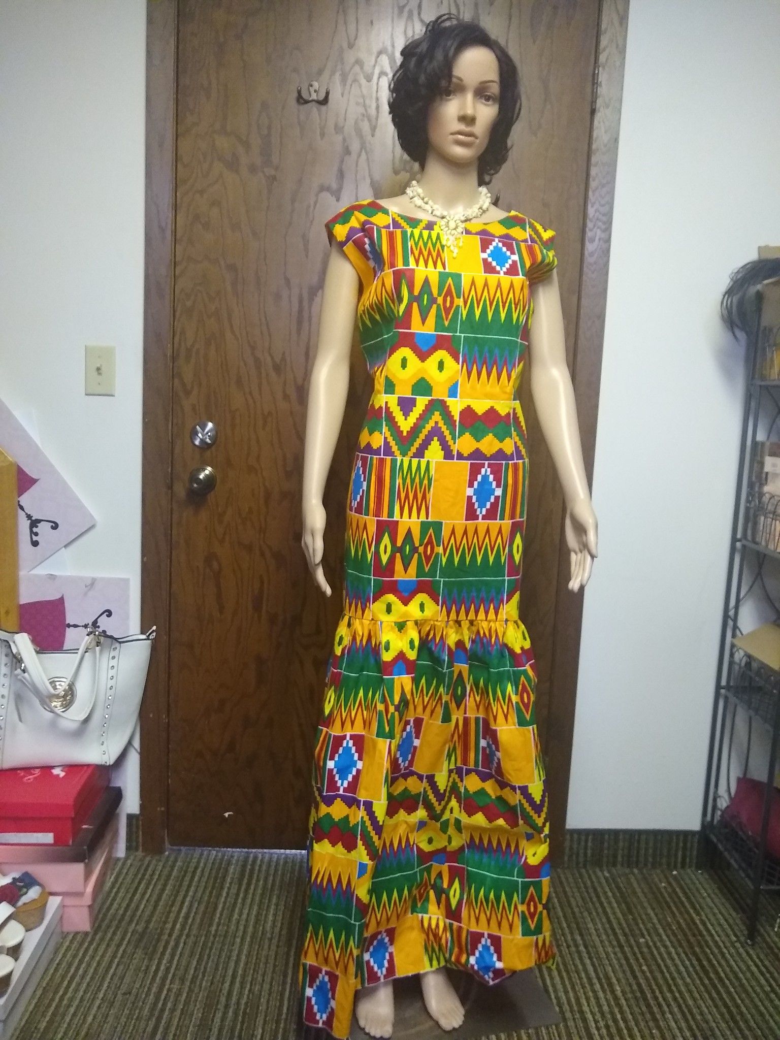 African wax print dress size large and brand new