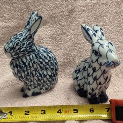 Blue and White Ceramic Rabbits
