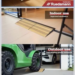 2" Rise Modular Threshold Ramp for Doorways, 2200 lbs Capacity, Warm Light Wood Grain Door Threshold Ramp, Aluminum Non-Slip Door Ramps for Wheelchair
