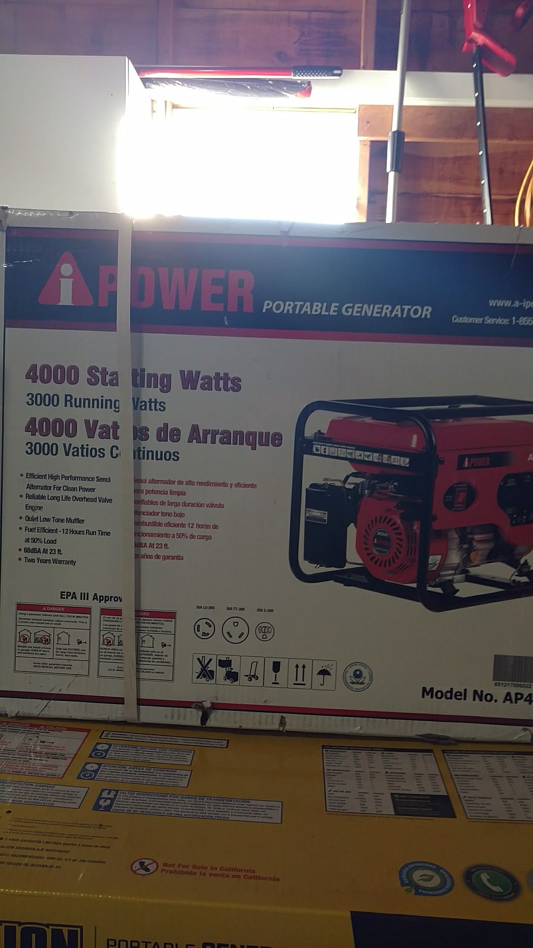 New! A-iPower 4,000 Watt Gasoline Powered Portable Generator with Manual Start (Includes Wheel Kit & Handle)