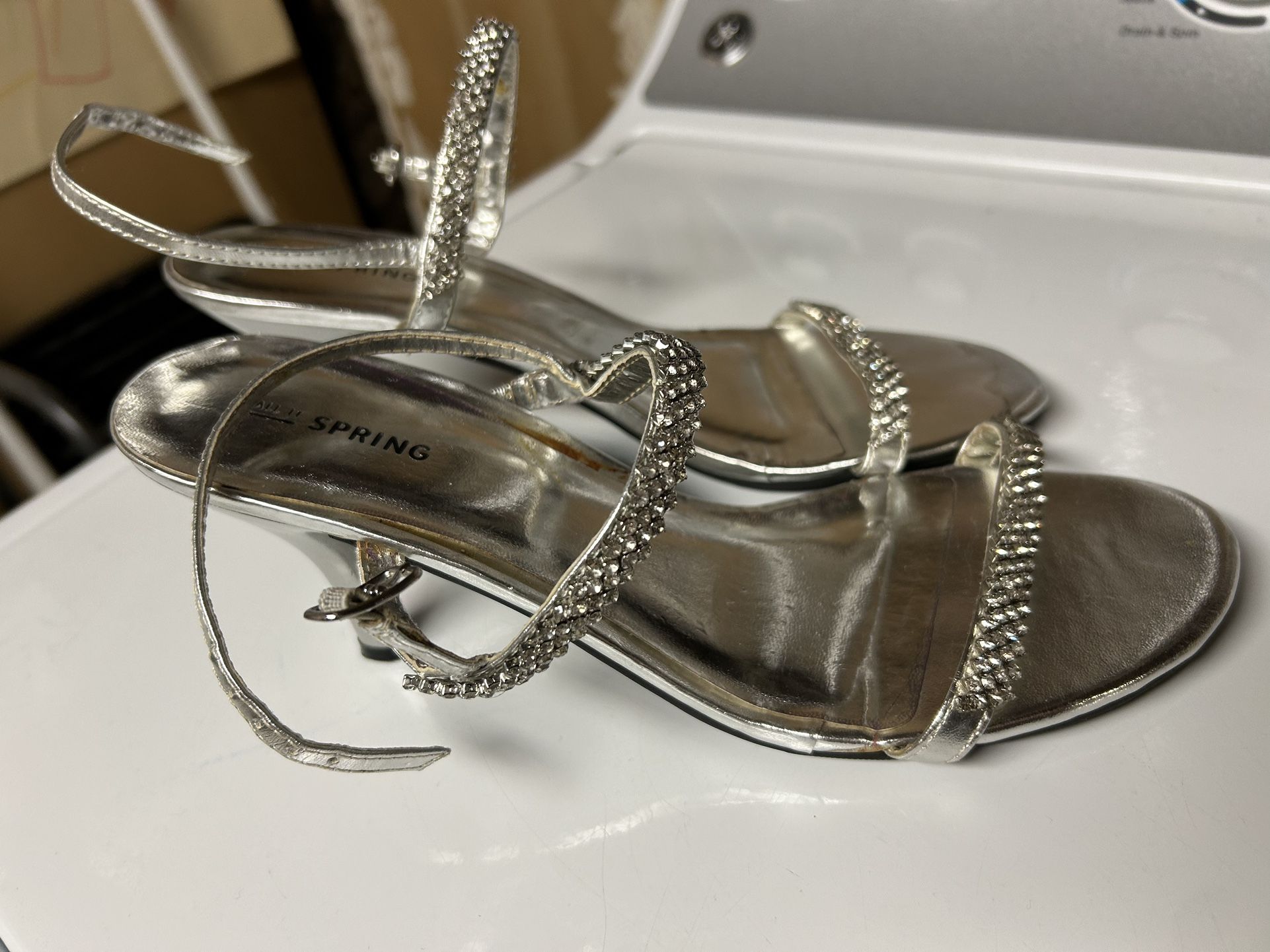 Women's Silver Rhinestone Pumps 8.5