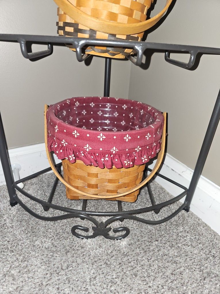 Longaberger Medium Fruit Basket With Liner And Protector