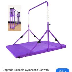 Upgrade Foldable Gymnastic Bar with Mat for Kids Ages 3-12, 200lb