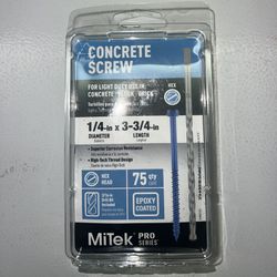 Mitek Concrete Screws 1/4in x 3-3/4in Quantity Of 75