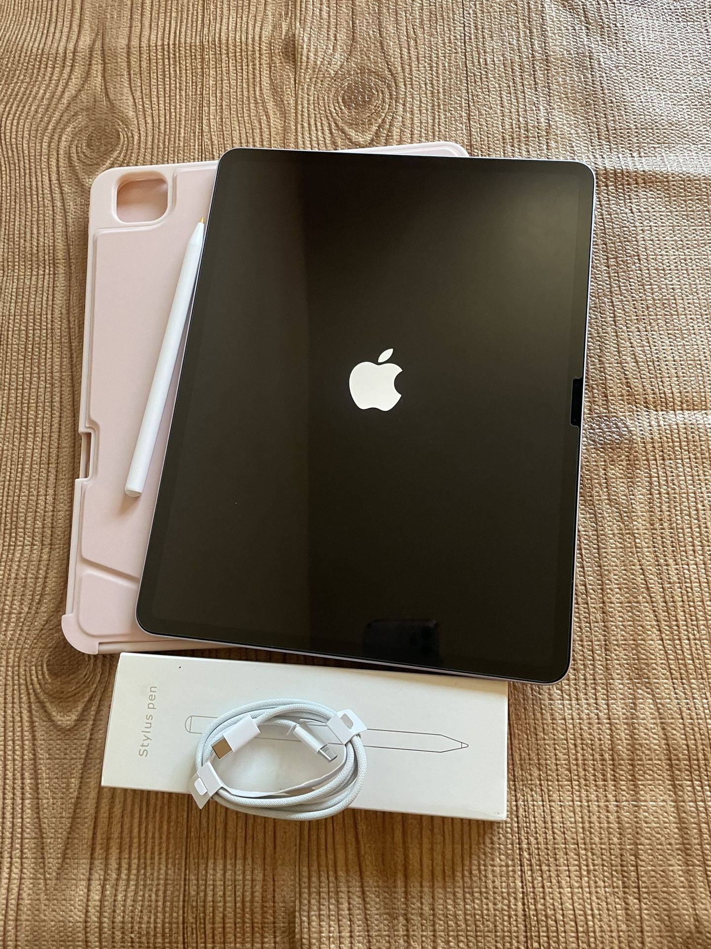 iPad Air 13” (M2 chip / 2024 / purple color) 128GB with pink keyboard case and stylus pen