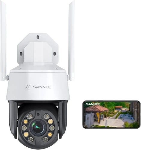 SANNCE 5MP Outdoor IP Security Camera, PTZ WiFi Outdoor Camera, 20X Optical Zoom Auto Tracking Home Surveillance Camera, Motion Detection Color Night