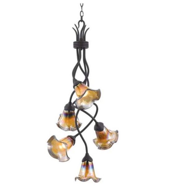 Hand Blown Glass and Metal Chandelier - Hanging Light