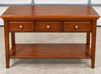 Wood Console Table with 3 Drawers & Bottom Shelf
