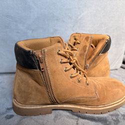 Classic Tan Work Boots with Side Zipper