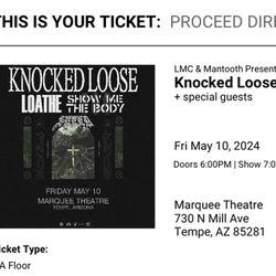 Knocked Loose Ticket @ The Marquee 5-10-24
