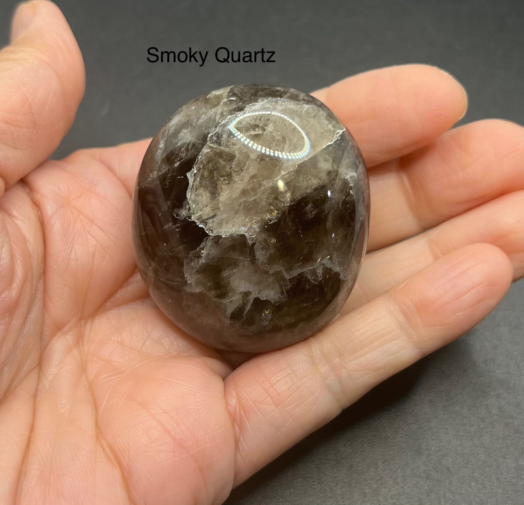Smoky Quartz Genuine Palm Stone from Brazil 80g  Gorgeous !