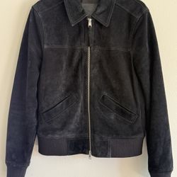 AllSaints Halcrow Black Suede Jacket – Size S -Slim Cropped Fit – Mint Condition