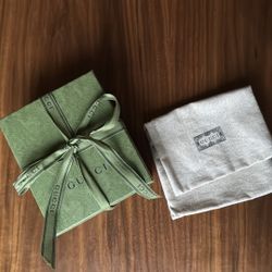 6” x 5” Gucci Box w Ribbon and Cloth Bag