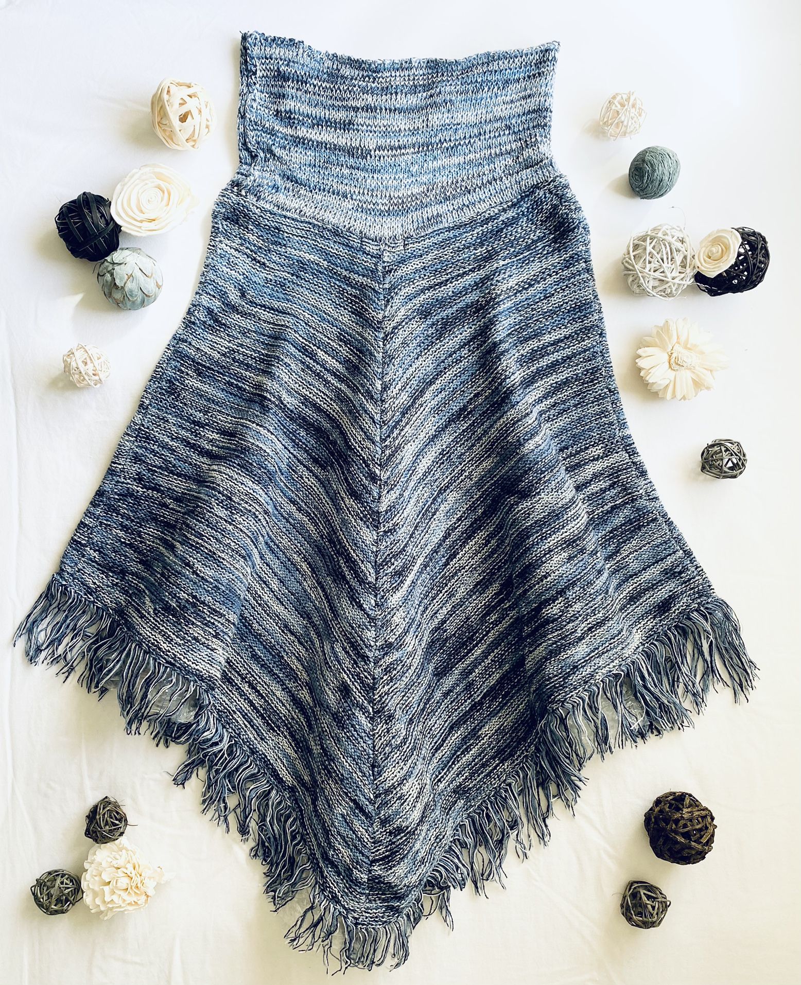 Blue Poncho Scarf