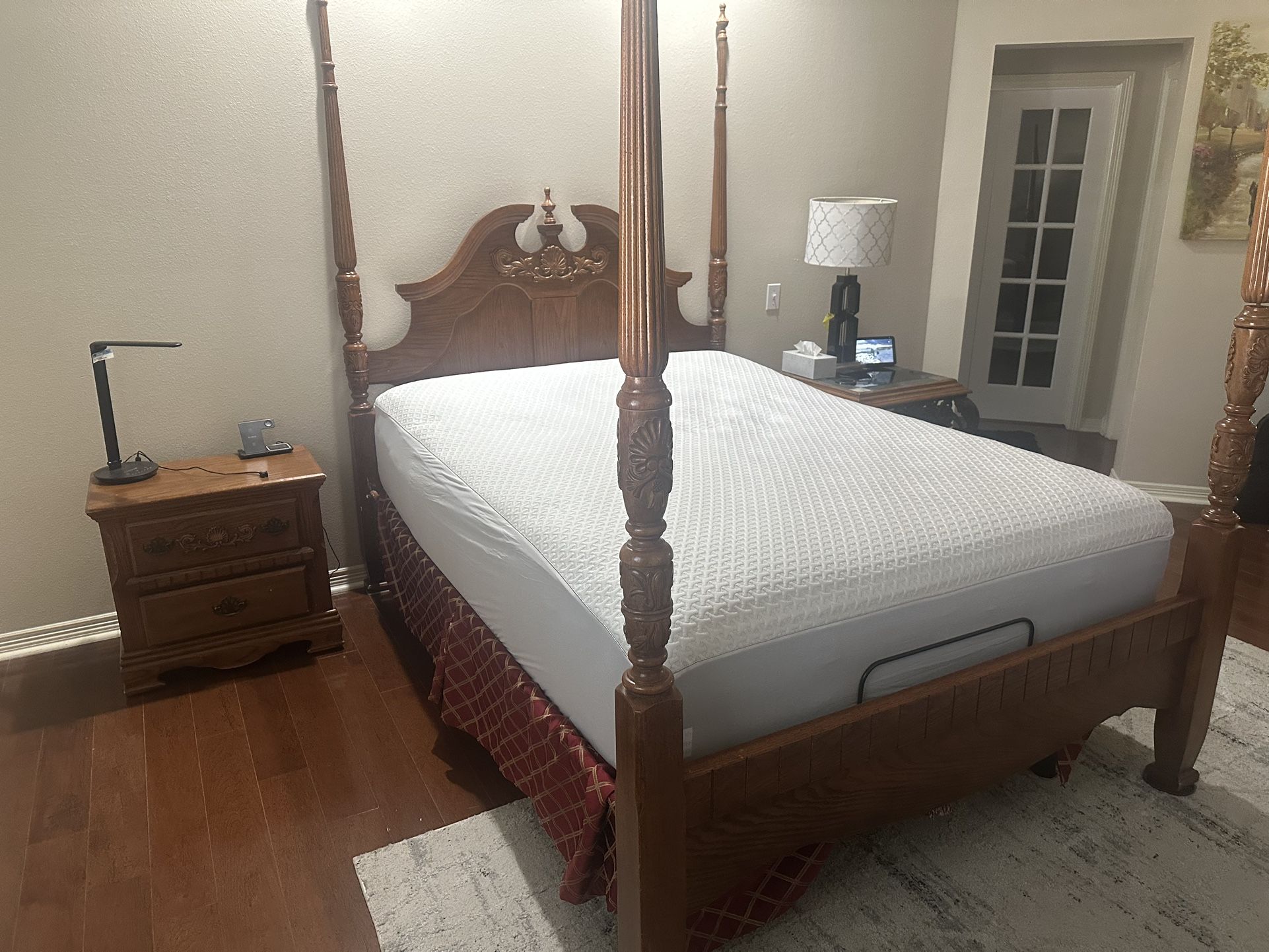 Queen Bed Frame, Dresser, Mirror & Night Stand