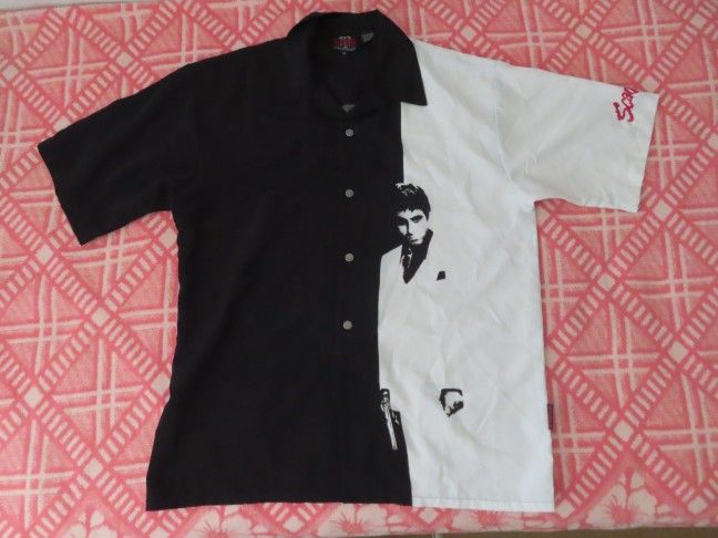 VINTAGE SCARFACE TONY MONTANA UNIVERSAL STUDIOS DRAGONFLY BUTTON UP SHIRT XL