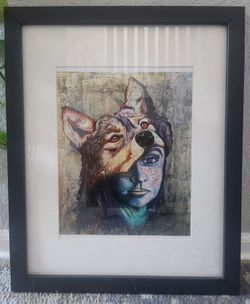 Human And Wolf Art Painting 