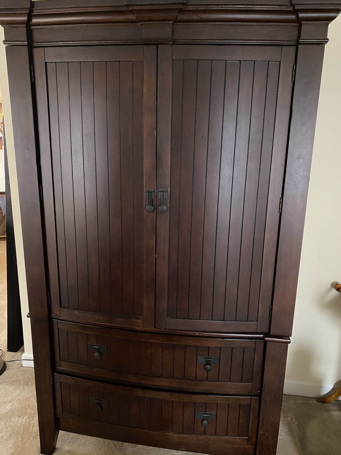 Ashley Furniture, Armoire, Mirror, Marble Top,Granite Dresser, 3700 retail. delivery incl