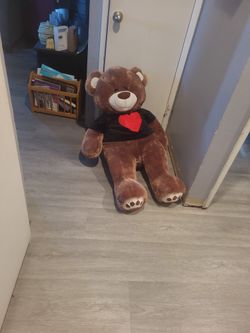Big Teddy Bear With Black Heart Shirt