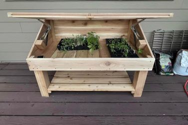 3 4 5ft long 11 inch privacy wall wide Hand made Garden bed raised elevated planter box with legs cedar redwood for Vegetables and Herbs Carrots