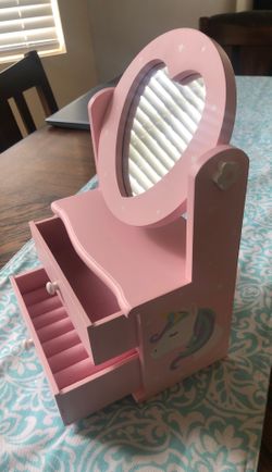 Girls unicorn wooden jewelry box