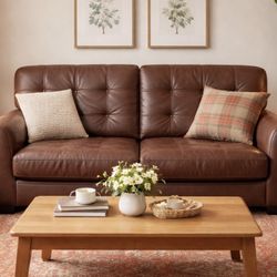 Brown Real Leather Loveseat – Great Condition!  