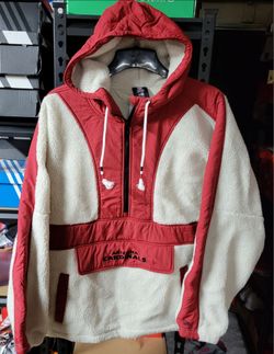 *NEW* NewEra NFL Team Apparel Arizona Cardinals Sherpa 1/2 Zip Hoodie Size Large