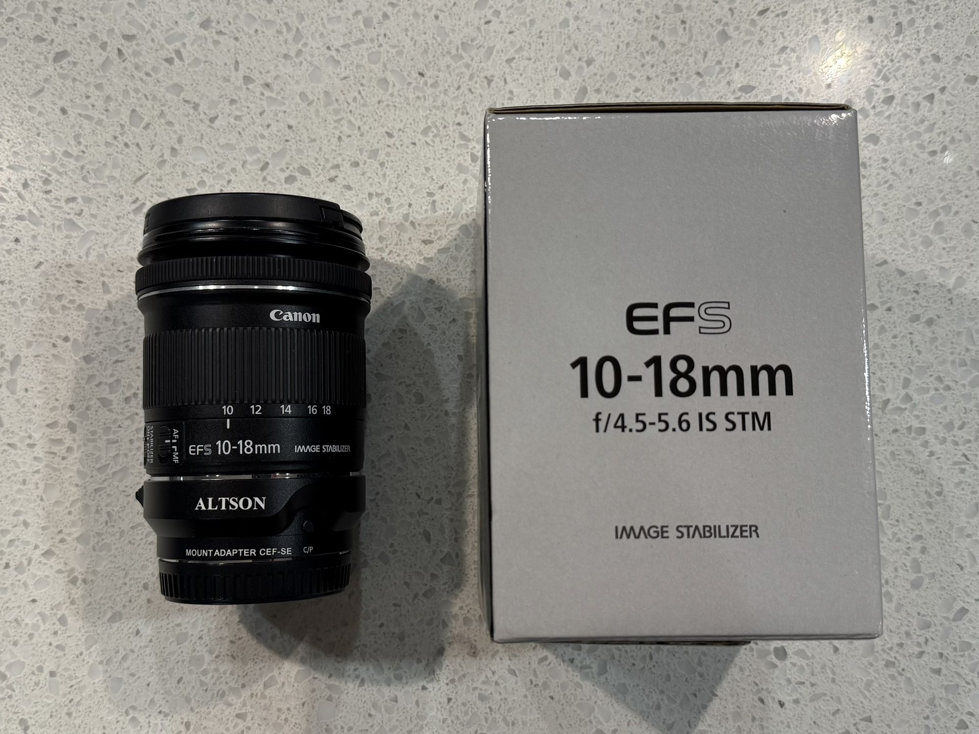Canon EFS 10-18mm f/4.5-5.6 FISH EYE LENS + EFS to Sony Mount Adapter