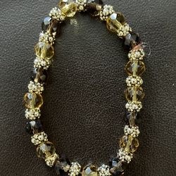 Light and Dark Brown Stretch Bead Bracelet 