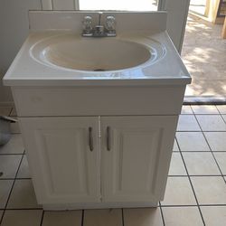 Bathroom cabinet counter faucet and sink