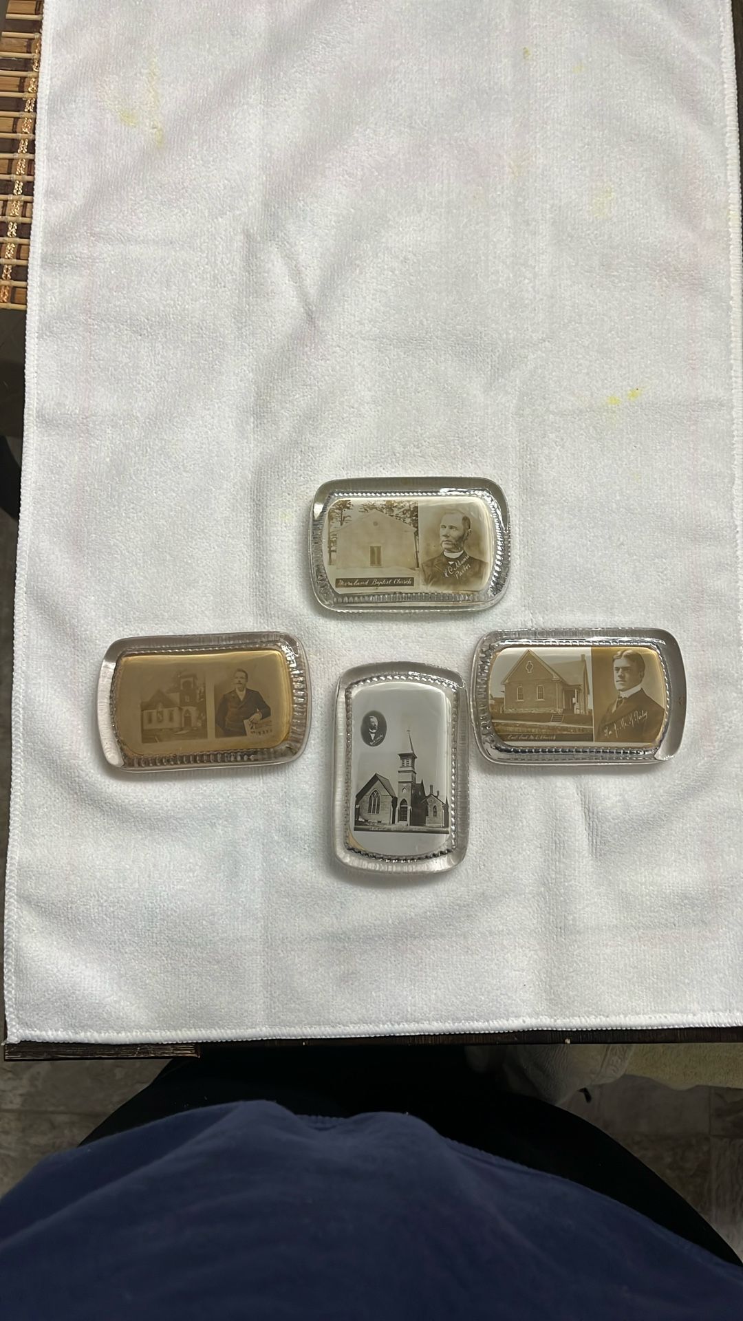 Church antique glass paperweight with an encased photograph