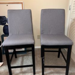 Set of 2 Gray Bar Stools / Counter Chairs