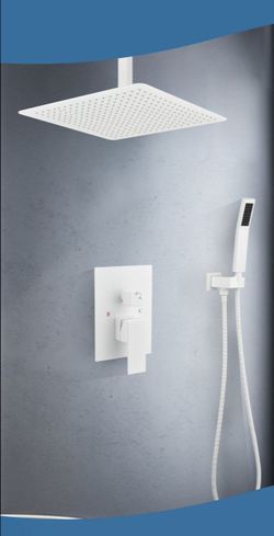 White finish shower set, complete