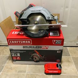 Craftsman V20 7-1/4 inch Cordless Brushless Circular Saw with battery and box