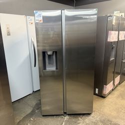 Samsung - 22 Cu Ft Counter Depth Side By Side Refrigerator With Water Dispenser And Icemaker In Stainless Steel 🔥
