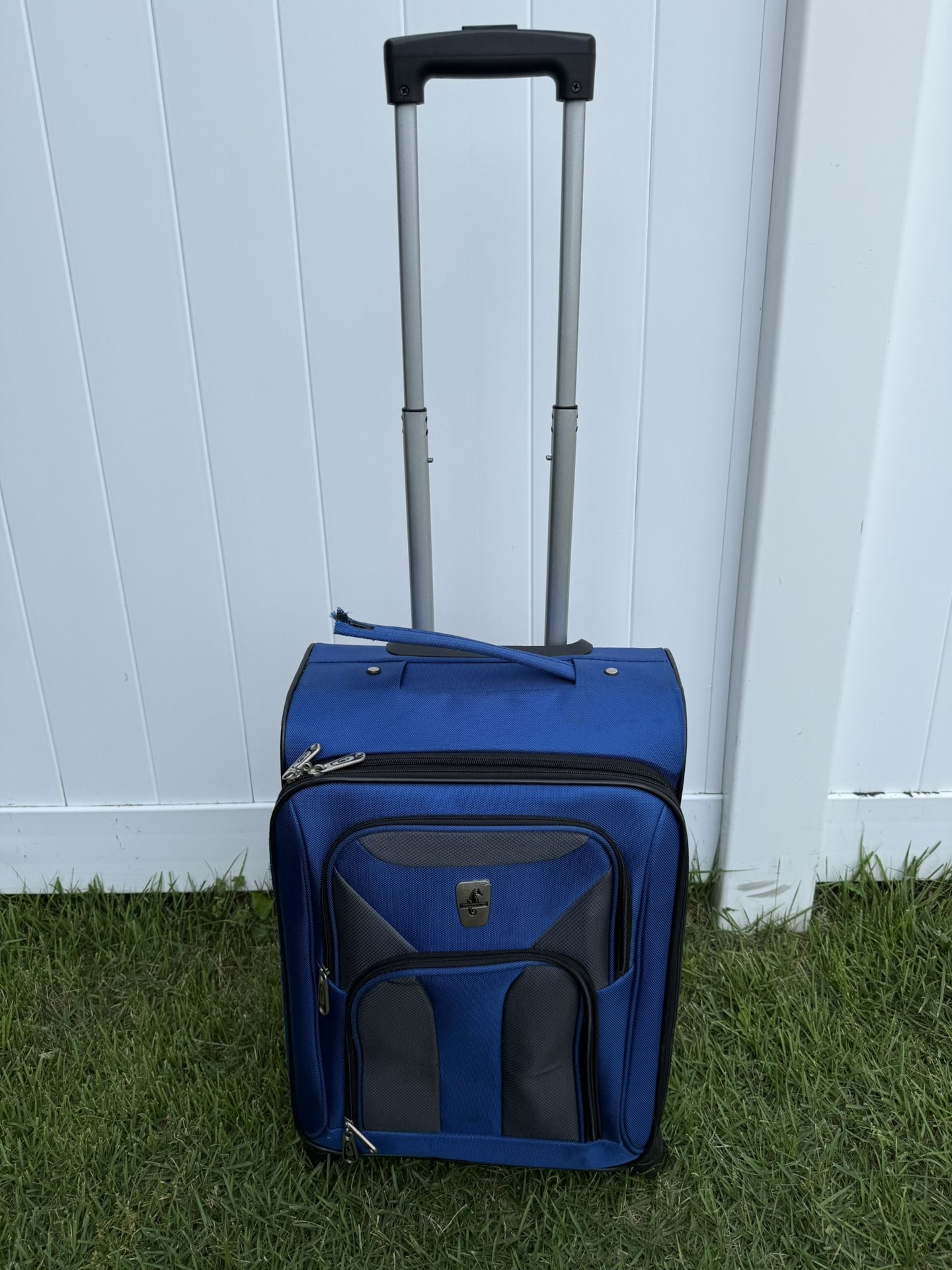 Small Light blue carry on luggage - strap broken