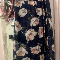 Long Blue Flower Dress 