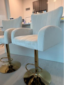 Velvet high back ergonomic bar stools (2)