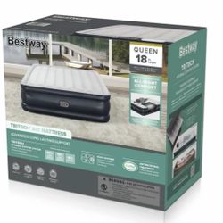 Bestway® 18" Tritech Air Mattress Queen with Built-In Pump