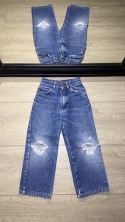 Vintage 1990s Kids / Toddlers Challenger Ripped Denim Light Wash Pants