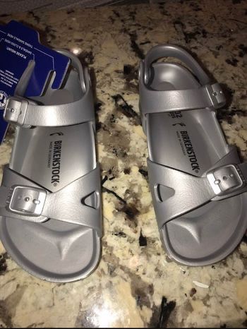 Silver new girls Birkenstock size 1