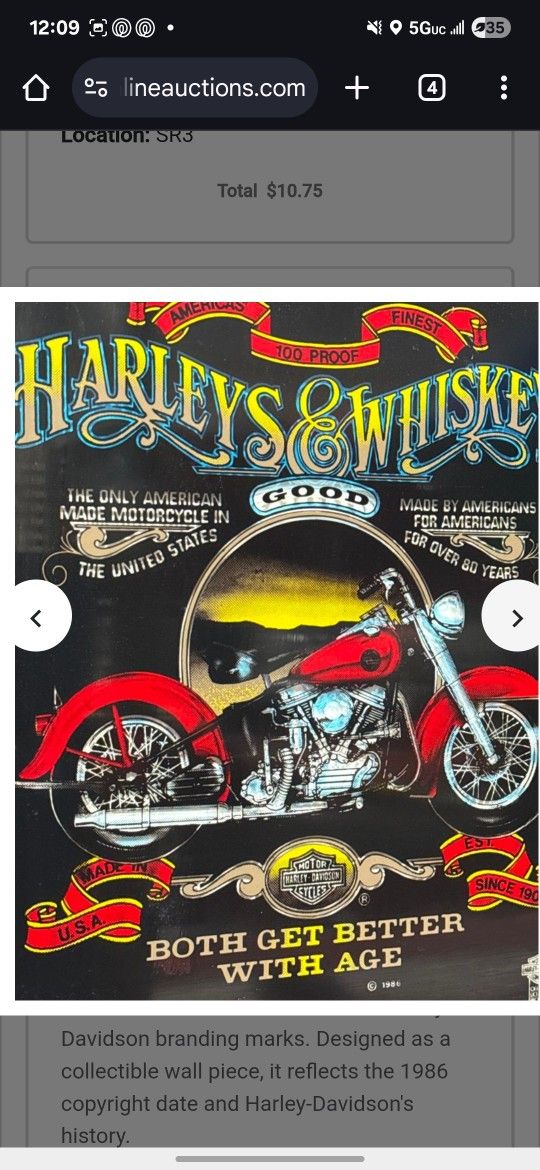 Vintage Harley Davidson Framed Glass Sign