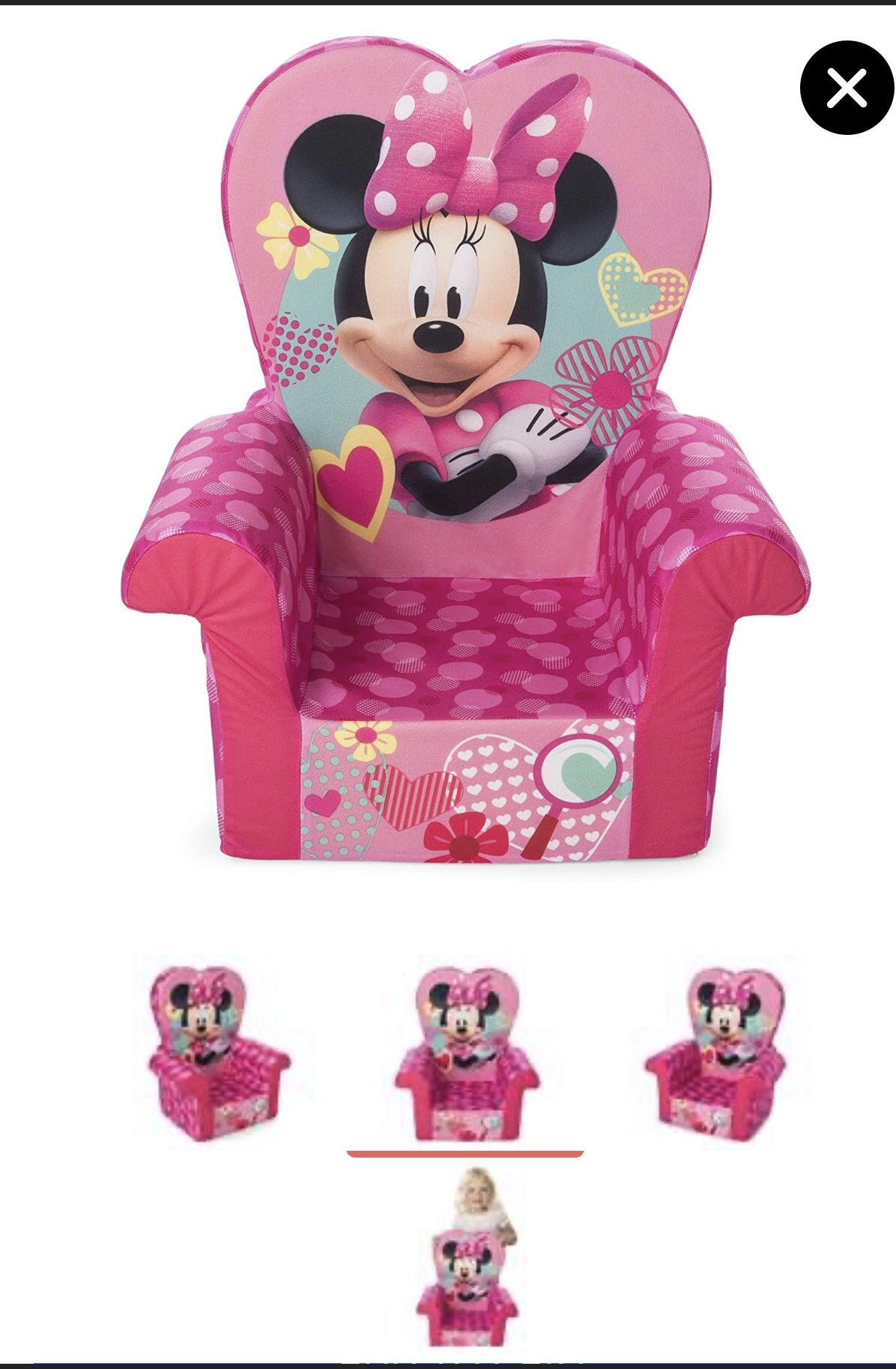 Comfy Foam Toddler Kids High Back Chair, Pink Minnie Mouse