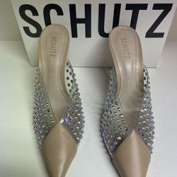 SCHUTZ Women's Greece Vinyl And Crystal Pumps Size 10