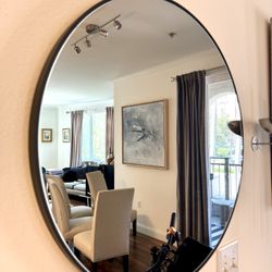 CB2 Infinity Black Round Wall Mirror 24”
