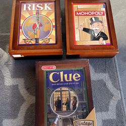 Three Wooden Vintage Classic Board Games
