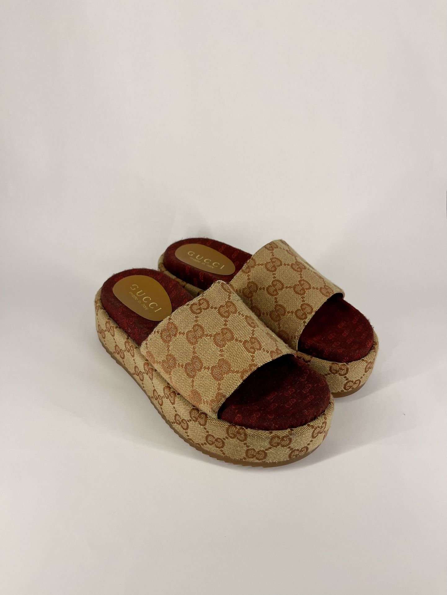 Gucci GG Canvas Platform Slides - Used