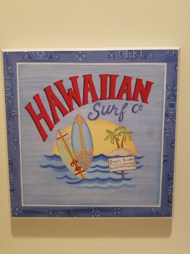 Hawaiian Surf Co surfboard wall decor. Surfing Fun by Elizabeth Brighton