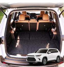 Cargo Mat Trunk Liner with Backrest Mats, Fit for 2024 2025 2026 2027 Toyota Grand Highlander