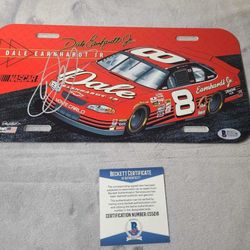 Dale Earnhardt Jr. NASCAR Signed Plastic License Plate Beckett Authenticated Autograph 